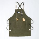 Canvasförkläde, barista, florist, frisör, frisör, florist, restaurang, bar, arbetskläder (mörkgrön),