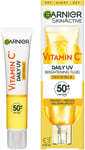 Garnier Vitamin C Daily UV, Invisible Brightening Fluid, SPF50+, Prevents + Sun