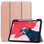 iPad Pro 11 1st Gen (2018) Fodral Tri-Fold Med Pencil-hållare Rosa