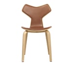 Fritz Hansen - 4130 Grand Prix, Ek, Framsidesklädd, Läder, Soft Valnöt - Matstolar - Arne Jacobsen - Brun - Läder/Metall/Trä