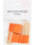 50 st Tandpetare/Cocktailpinnar med Orange Flagga 6,5 cm