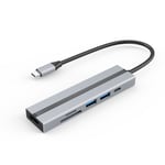 6-in-1 USB C -keskitin 4K HDMI -sovittimella, USB 3.0/2.0 -portit, SD/TF-kortinlukija