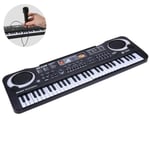 61 tangenter elektronisk klaviatur Piano musikalisk leksak för barn med mikrofon svart