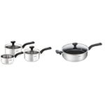 Tefal 3 Piece Comfort Max, Stainless Steel Saucepan Set, Silver & 26cm Comfort Max Stainless Steel Non-Stick Saute Pan and Lid, Silver