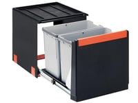 FRANKE | Poubelle de tri des déchets Cube 40 (134.0039.332) | Containers : 2 x 14L | Couleur : Noir