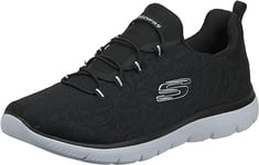 Skechers Femme SUMMITS Sneaker, Black Mesh/White Trim, 35.5 EU