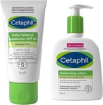 Cetaphil Daily Defence Skincare Set, SPF 50+ Face Day Cream with Glycerin + Mois