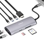2BSON 8 en 1 USB C Hub Multiport Adapter Dual HDMI USB C Station d'accueil avec 4K HDMI+RJ45 Ethernet USB 3.1 et 100W PD pour MacBook, Dell, Surface