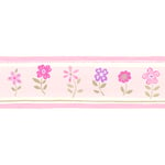 Frise de papier peint adhésive fleurs - 17,06 cm x 5 m de Estahome rose clair
