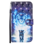 Huzhide Samsung Galaxy A21S Case, Shockproof 3D Painted Animal PU Leather Wallet Protective Cover Flip Magnetic Clasp Folio with Kickstand Card Slots TPU Bumper for Samsung A21S Phone Case, Cool Lion