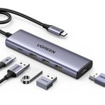 Ugreen Hub USB-C till HDMI 1.4 / 3 x USB-A / USB-C PD 100W - Grå
