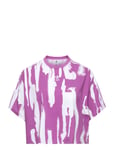 Thebe Magugu Allover Print Crop T-Shirt Sport Crop Tops Short-sleeved Crop Tops Purple Adidas Originals