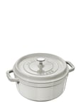 La Cocotte - Round Cast Iron Home Kitchen Pots & Pans Casserole Dishes Grey STAUB