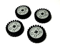 Lego 4x Wheels 18mm D. x 8mm  56903, black tyres  24mm D. x 7mm Offset 61254