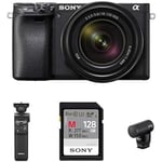 Sony Alpha 6400 | APS-C Mirrorless Camera with Sony 16-50 mm f/3.5-5.6 Power Zoom Lens (Content Creator kit "Microphone Edition" including: Bluetooth Shooting Grip, Memory Card and Microphone)