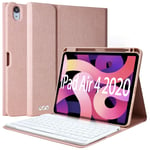 New Keyboard Case 10.9" 2020, Keyboard Case for iPad Air 4th Gen/iPad Pro 11" 2018-Detachable Wireless Keyboard Protective Cover for Tablet,Built-in Pencil Holder（Champagne)