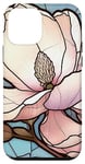 Coque pour iPhone 12 mini Fleur de magnolia florale en vitrail