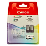 Canon Pg510 Cl511 Black Tri-Colour Standard Capacity Ink Cartridge Multipack 2 X