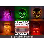 LED Mask 5 pack inkl batterier - Halloween