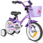 PROMETHEUS BICYCLES ® Barncykel 12 från 3 år med träningshjul i lila och vitt