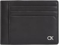 Calvin Klein Men Credit Card Wallet Metal Ck Id Cardholder Leather, Black (Ck Black), One Size