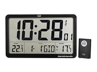 Trevi Om 3560 RC Horloge Murale Radio-pilotée avec capteur Externe, réveil programmé, Calendrier, thermomètre