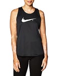 NIKE Women's Swoosh Run Shirt, Black/Reflective Silv, M UK