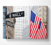 Wall Street American Flags Canvas Print Wall Art - Small 14 x 20 Inches