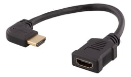DELTACO Flexibel HDMI-adapter, 0,2 m, vinklad vänster, HDMI M/F, UHD,