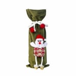 Christmas Wine Bottle Bags Cover Drawstring Decorative For Home Green