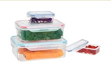Premier Housewares Rectangular Food Storage Containers with Lids, Set of 4, W21cm x D21cm x H12cm