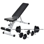 Workout Bench with Barbell and Dumbbell Set 60.5kg Fitness Equipment vidaXL