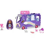Barbie Sets, Barbie Extra Mini Vehicle Playset with Doll, Expandable Tour Bus, Clothes and Accessories​, HKF84