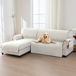 BellaHills Housse Canape d'angle,Housse de Canape 3 Places avec Accoudoirs,100% Protege Canape Impermeable Housse Meridienne Côté Gauche Forme de L 247CM,Beige