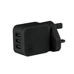 Juice Triple Three USB Port Universal Mains Charger, 3.4A, Black