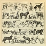 Retro Vintage Old Art Poster Print Pictures Pet Dogs Breeds Illustration Collection Identification Reference Chart Classic Wall Decor (15.75'' x 15.75'')