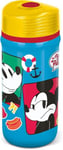 TataWay in viaggio si cresce Disney Gourde bleue et jaune en plastique pour enfants Mickey Mouse Mickey Mouse 390 ml avec fermeture anti-goutte
