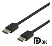 DELTACO DisplayPort -kaapeli, DP 1.4, 7680x4320, 60 Hz, 1 m, musta