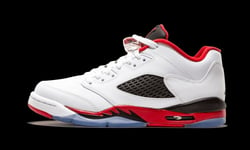 Air Jordan 5 Retro Low GS UK 6 EUR 39 White Fire Red Black New 314338 101