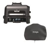 Ninja Woodfire Pro XL OG850UK Outdoor Electric BBQ Grill & Smoker & Grill Cover Bundle - Black & Grey