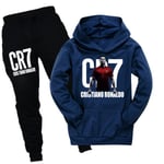 CR7 Ronaldo Childs Barn Fotboll Luvtröja Tröja Fritidskläder casual Kläder Navy blue 150cm