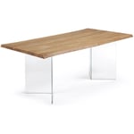 Table Lotty en contreplaqué de chêne finition naturelle et pieds en verre 180 x 100 cm - Kave Home