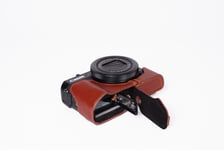 Real Leather Half Camera Case Bag Cover for CANON G7X mark III II M3 M2 OPEN B