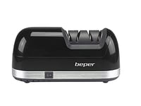 BEPER P102ACP010 Electric Sharpener, 40W, Diamond Discs, 2 Stages of Sharpening, Non-Slip Base, Magnet Compartment for Waste Collection, Black