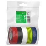 5 stk PVC Tape 19 mm x 20M BDL:5 rød / svart / hvit / gul / grønn / blå