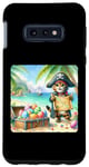 Coque pour Galaxy S10e Chat pirate avec carte au trésor des œufs de vacances Pâques