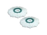 Leifheit lot de 2 têtes de rechange Clean Twist Disc Mop, idéal pour les carrelages et sols en pierre, microfibre absorbante eau et saleté, franges de remplacement, facile à changer