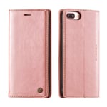 QLTYPRI Case for iPhone 7 Plus 8 Plus, Vintage PU Leather Wallet Case Card Slot Kickstand Magnetic Closure Shockproof Flip Folio Case Cover for iPhone 7 Plus 8 Plus - Rose Gold