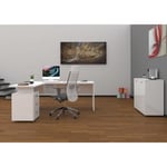 Bureau d'angle moderne blanc laqué brillant Sévina Blanc laqué brillant