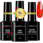Nagellack Baslack Topplack Matt Gel UV Set 3*15ml